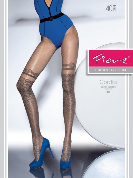 Fiore - Satin gloss mock calze sopra il ginocchio collant Cordia