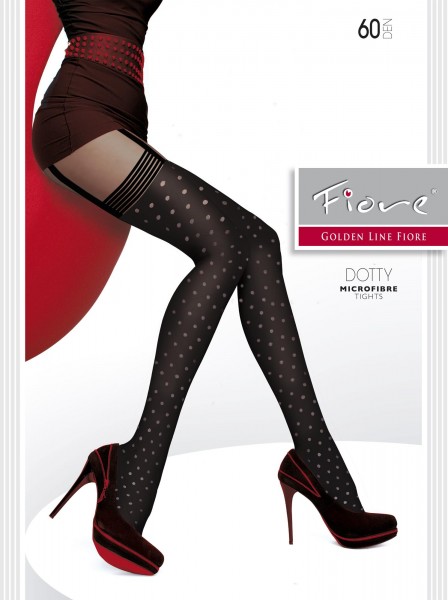 Fiore - Stylish mock suspender collant con dot modello Dotty 60 DEN