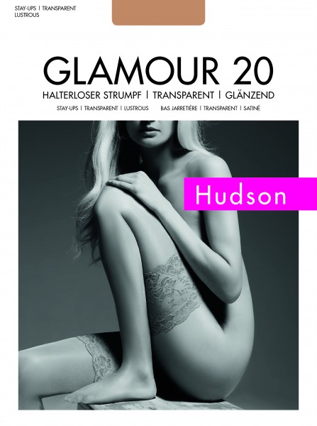 Hudson Glamour 20 - Autoreggente lucido con balza grande in pizzo motivo floreale