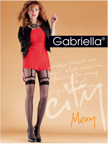 Gabriella - Stylish modello mock suspender collant Mery