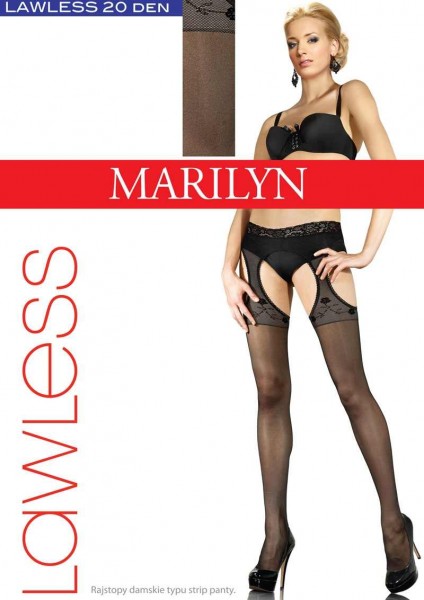 Marilyn - Transparent strip panty con lace top Lawless 20 DEN