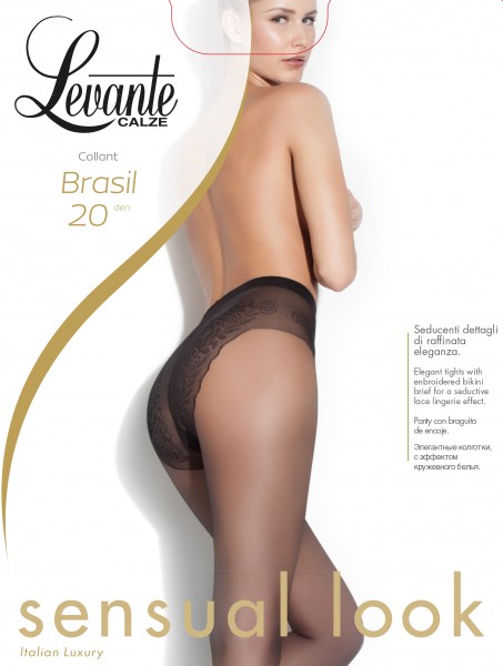 Levante - 20 denier elegant high cut bikini brief top collant Brasil