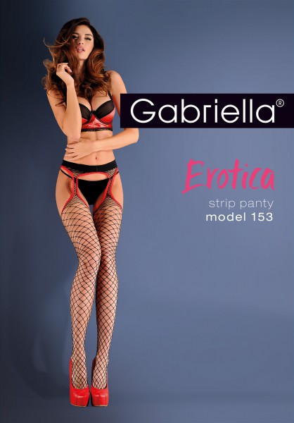 Gabriella Strip Panty - Collant rete grande con reggicalze incorporato