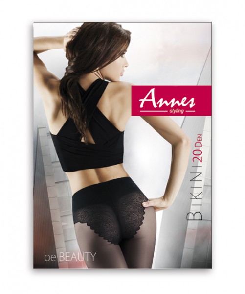 Annes Bikini - 20 denier sheer tights with lace pant detailing