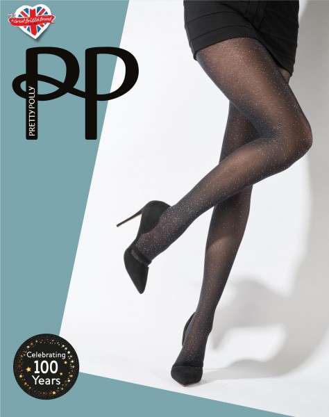 Pretty Polly Scatter Print - Micropuntini argento stampati su collant morbido e coprente 40 denari