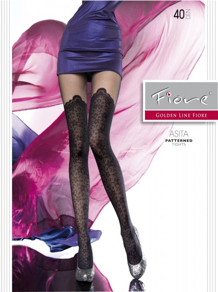 Fiore - Stylish modellata mock calze sopra il ginocchio collant Asita 40 DEN