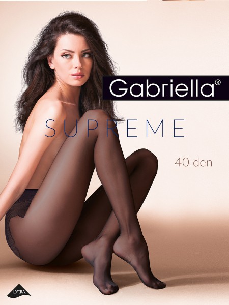 Gabriella - Semi-opaque tights with elegant, high cut lace design panty, 40 denier