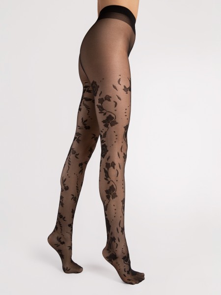 Fiore - Collant 20 denari con motivo floreale, molto romantico ed elegante