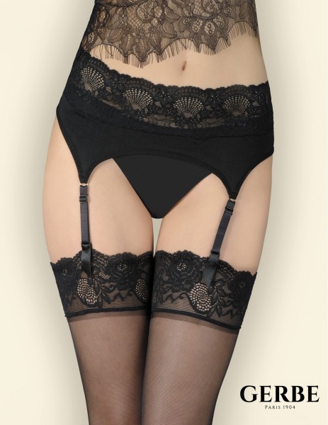 Gerbe - Satiny suspender belt con lace top Foly