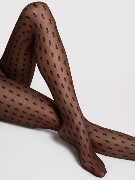 Fiore - Collant 20 denari con disegno a rombi e motivo a pois