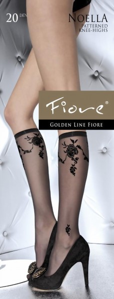 Fiore - Beautiful flower patterned knee highs Noella 20 denier