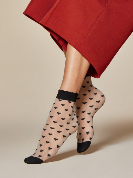 Fiore Jeunet - 20 denier heart pattern ankle socks