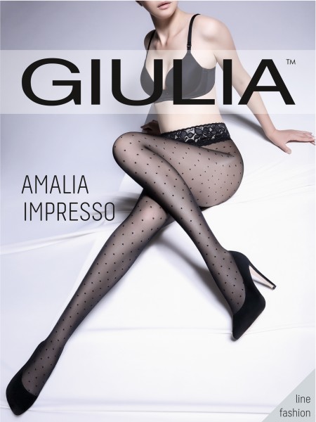 Giulia Amalia Impresso - a pois collant con elegant lace finish at the top