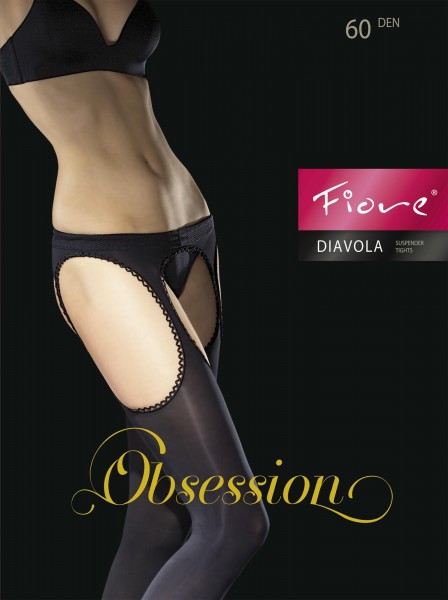 Fiore Diavola - Strip-panty collant microfibra 60 den con reggicalze incorporato